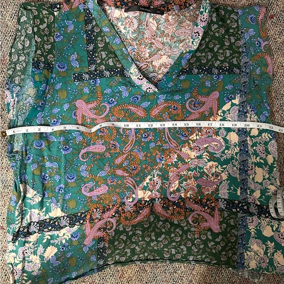 Fun2Fun Paisley Teal and VNeck Pink Short Sleeve Shirt 2XL - Picture 4 of 5
